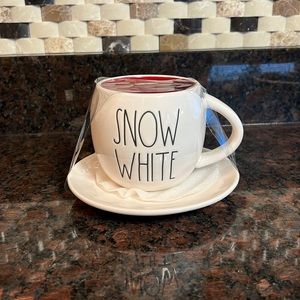 Rae Dunn Disney Snow White Princess mug with saucer, red interior, NWT